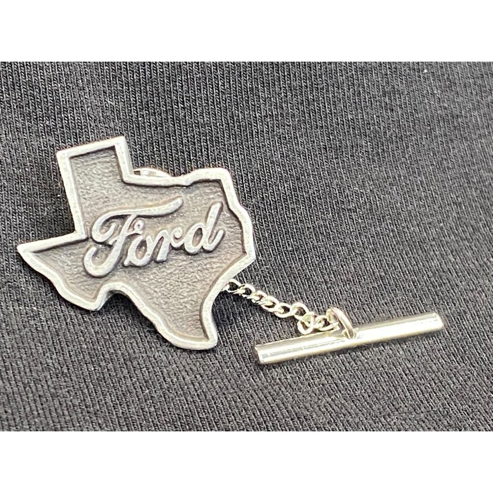 VTG Ford Logo Texas State  Tie Lapel Pin Silver Tone Dealer Pin